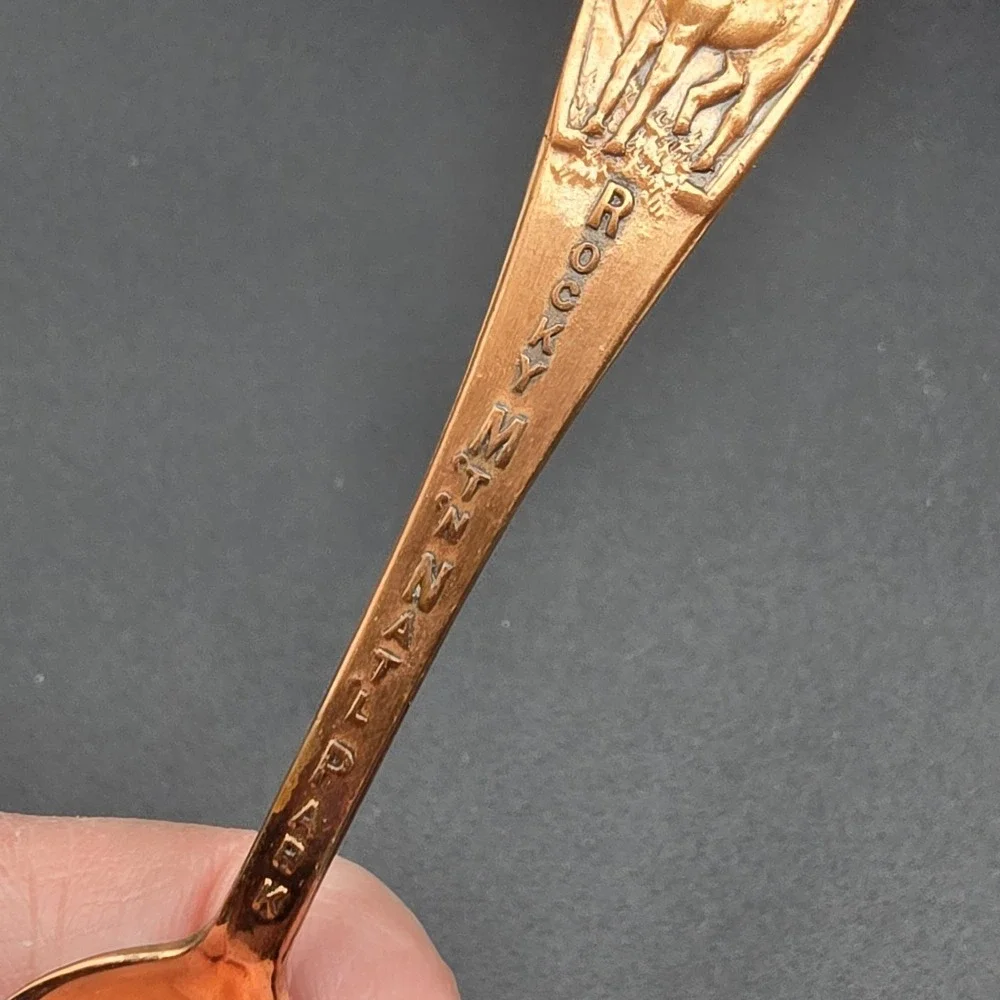 Vintage Rocky Mountain National Park Solid Copper Souvenir State Spoon Ram RARE‎